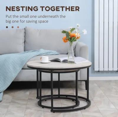 Grey Living Room Tables: Set of 2 Round Nesting Coffee Tables