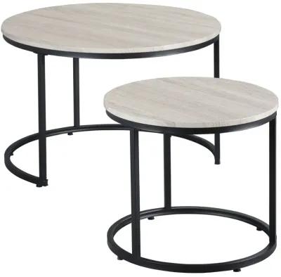 Grey Living Room Tables: Set of 2 Round Nesting Coffee Tables