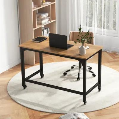 48" Rolling Computer Desk with Heavy-duty Metal Frame for Home and Office