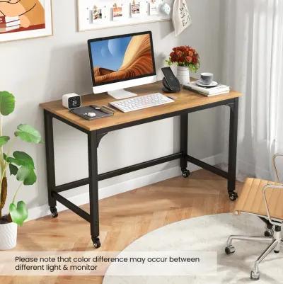 48" Rolling Computer Desk with Heavy-duty Metal Frame for Home and Office