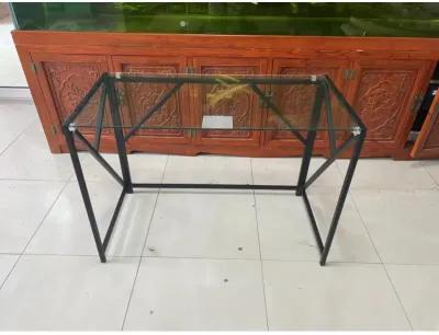 Tempered Clear Glass Computer Desk, Laptop Desk Transparent Glass Laptop Table, Small Study Desk