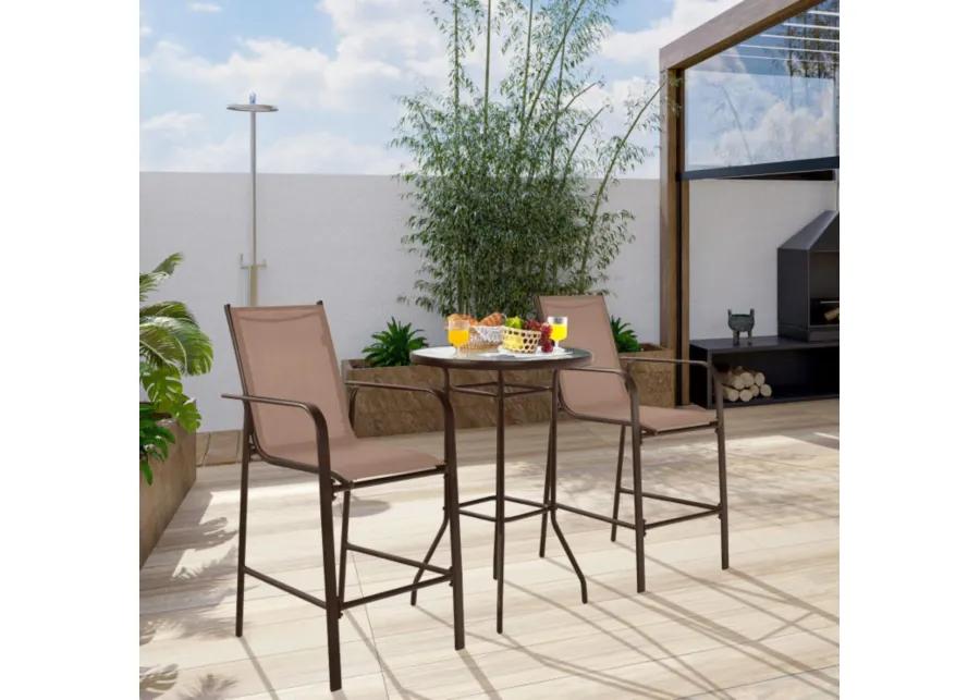 Hivvago 3 Pieces Outdoor Patio Bar Table Stool Set