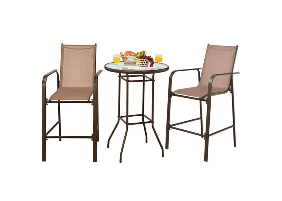 Hivvago 3 Pieces Outdoor Patio Bar Table Stool Set