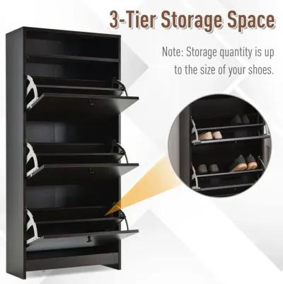 Trendy Shoe Storage Furniture with Large Fold-Out Spaces and Open Top Shelf