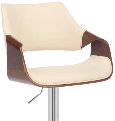 Aspen Adjustable Swivel Faux Leather and Wood Bar Stool