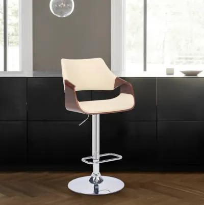 Aspen Adjustable Swivel Faux Leather and Wood Bar Stool