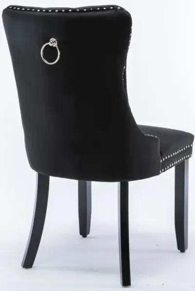 Contemporary Velvet Dining Chairs, Black, 2-Pcs Set