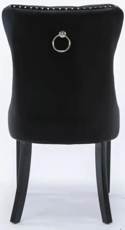 Contemporary Velvet Dining Chairs, Black, 2-Pcs Set