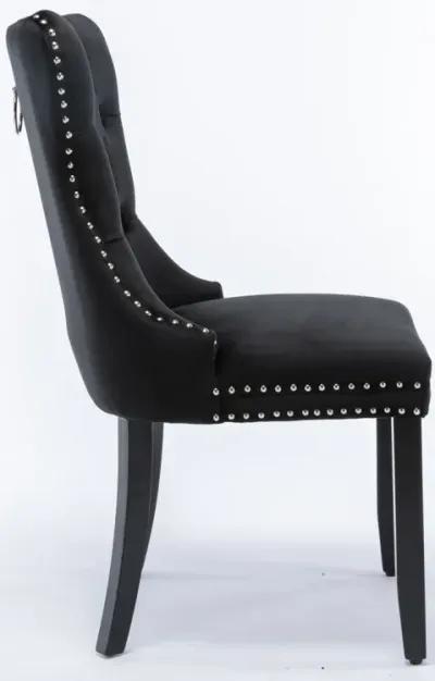 Contemporary Velvet Dining Chairs, Black, 2-Pcs Set