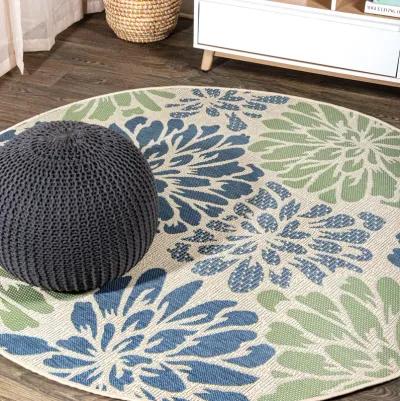 Zinnia Modern Floral Textured Weave Indoor/Outdoor Area Rug