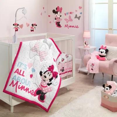 Lambs & Ivy Disney Baby Minnie Mouse Love White/Pink Heart Fitted Crib Sheet