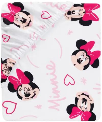 Lambs & Ivy Disney Baby Minnie Mouse Love White/Pink Heart Fitted Crib Sheet