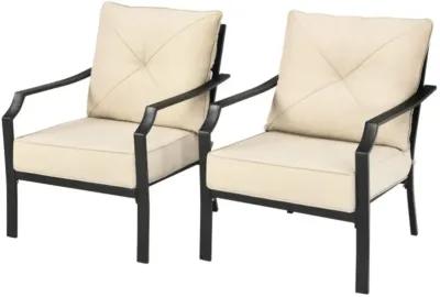 Hivvago 2 Pieces Patio Dining Set with Padded Cushions Armrest Steel Frame