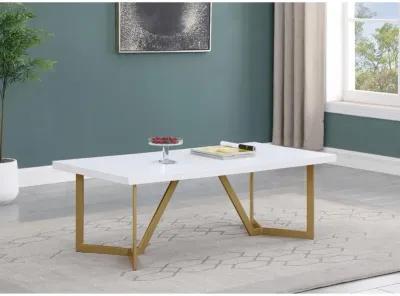 White wood top coffee table w/ gold color iron legs