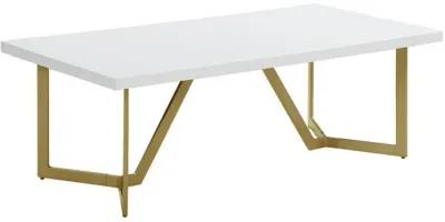 White wood top coffee table w/ gold color iron legs