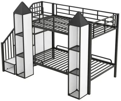 Merax Castle-shaped Bunk Bed with Wardrobe