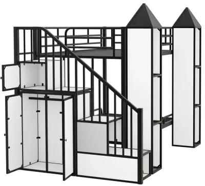 Merax Castle-shaped Bunk Bed with Wardrobe