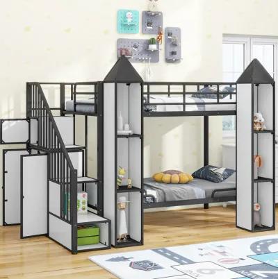 Merax Castle-shaped Bunk Bed with Wardrobe