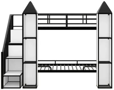 Merax Castle-shaped Bunk Bed with Wardrobe