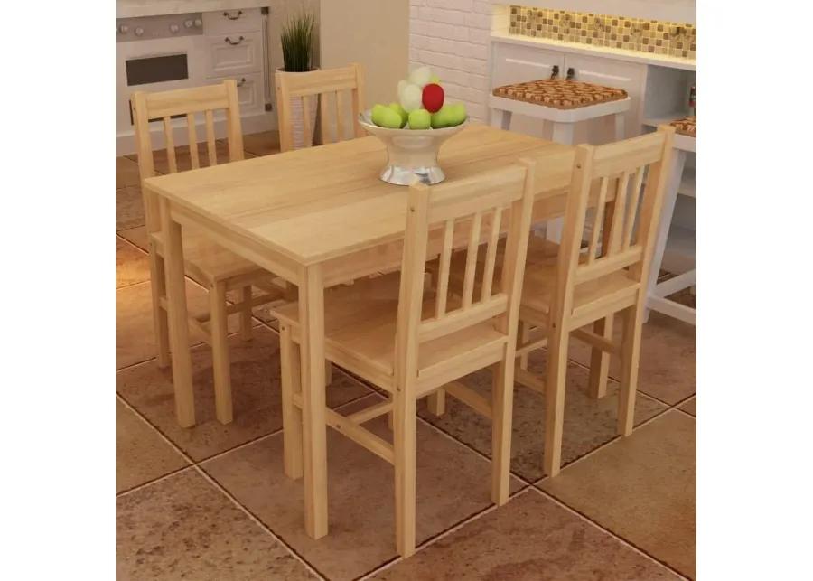 Wooden Dining Table with 4 Chairs Natural