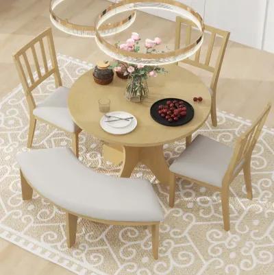 Merax 5-piece Rustic Charm Round Table Dining Set