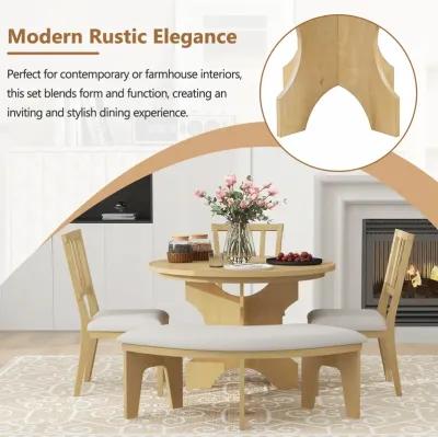 Merax 5-piece Rustic Charm Round Table Dining Set