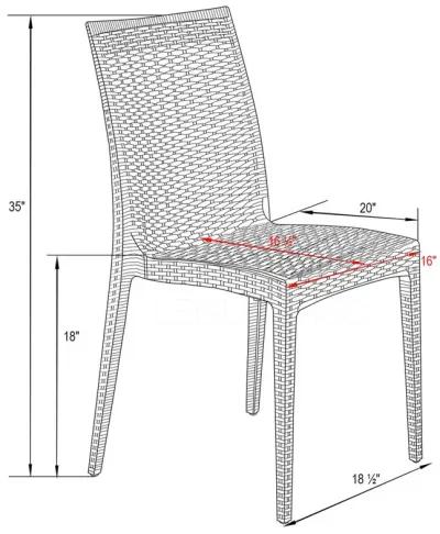 LeisureMod Weave Mace Indoor/Outdoor Dining Chair (Armless), Set of 2