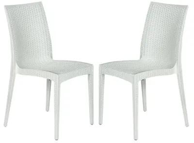 LeisureMod Weave Mace Indoor/Outdoor Dining Chair (Armless), Set of 2