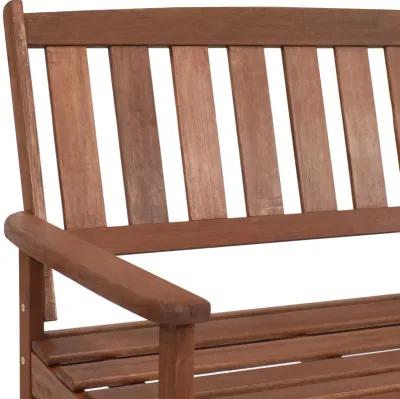 Sunnydaze 2-Person Meranti Wood with Teak Oil Finish Outdoor Garden Bench