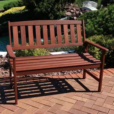 Sunnydaze 2-Person Meranti Wood with Teak Oil Finish Outdoor Garden Bench