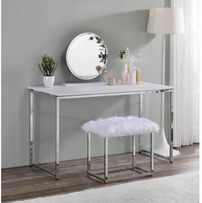 Tennos Vanity Desk In & Chrome Finish