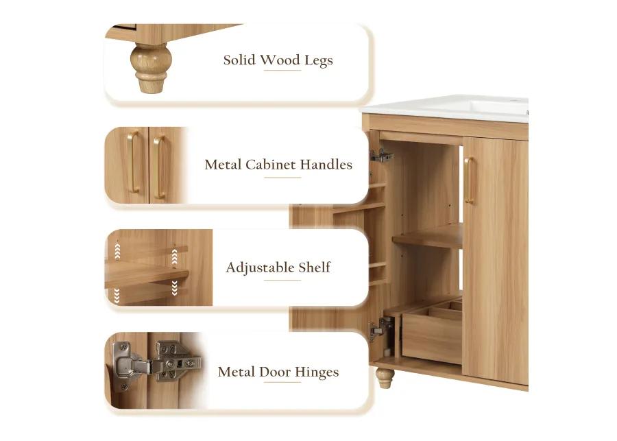 Merax Multi-functional Bathroom Vanity  Cabinet  Solid Wood