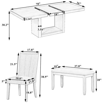 Merax Contemporary 6-Piece Dining Set  with Upholstered Chairs
