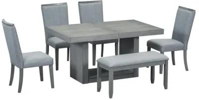 Merax Contemporary 6-Piece Dining Set  with Upholstered Chairs