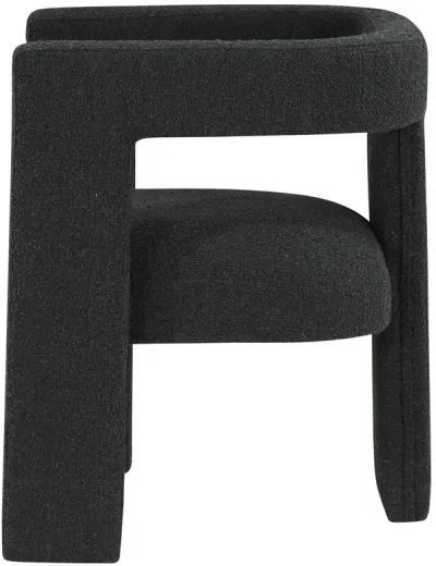 Hellen Accent Side Chair, Fully Upholstered in Black Boucle, Foam Cushion - Benzara