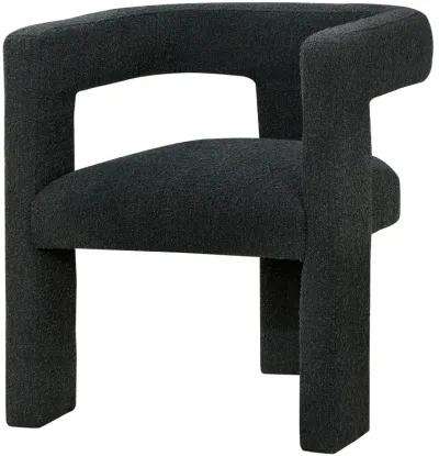 Hellen Accent Side Chair, Fully Upholstered in Black Boucle, Foam Cushion - Benzara