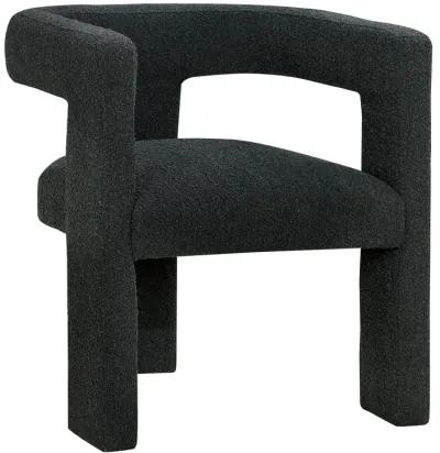 Hellen Accent Side Chair, Fully Upholstered in Black Boucle, Foam Cushion - Benzara