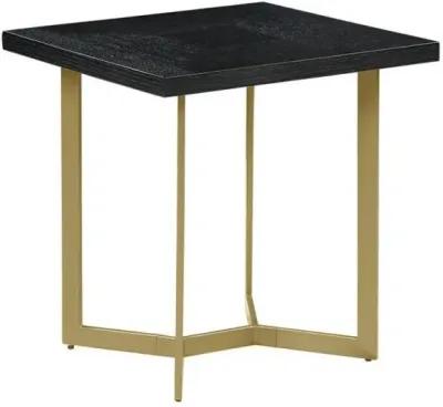 Black wood top end table w/ gold color iron legs