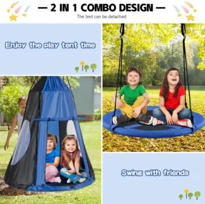 Hivvago 2-in-1 40 Inch Kids Hanging Chair Detachable Swing Tent