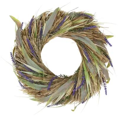 Artificial Grass and Lavender Spring Wreath - 14"