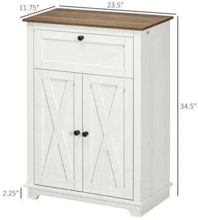 White Kitchen Organizer: Farmhouse Sideboard Storage Cabinet