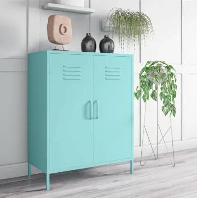 Cache 2 Door Metal Locker Style Storage Accent Cabinet