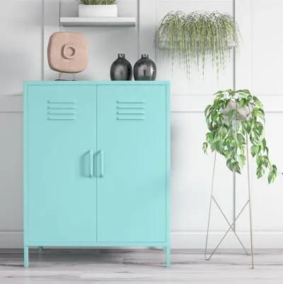 Cache 2 Door Metal Locker Style Storage Accent Cabinet