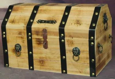 Large Wooden Pirate Lockable Trunk with Lion Rings