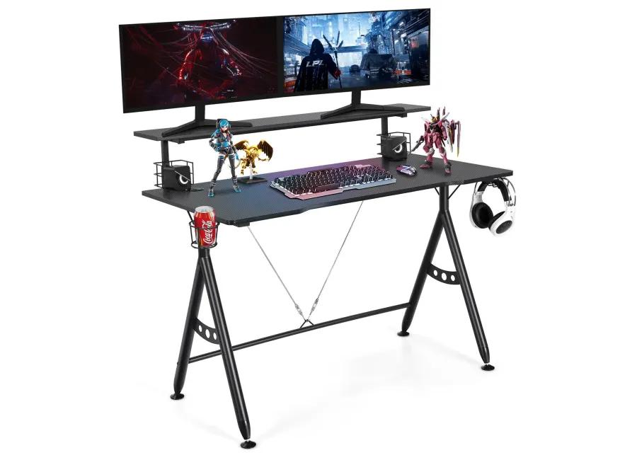 Costway Gaming Desk Home Office Computer Table E-Sports w/Monitor Shelf & Cup Holder