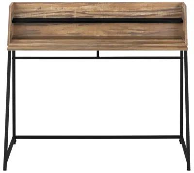 Monarch Specialties I 7548 Computer Desk, Home Office, Laptop, Storage Shelves, 48"L, Work, Metal, Laminate, Brown, Black, Contemporary, Modern