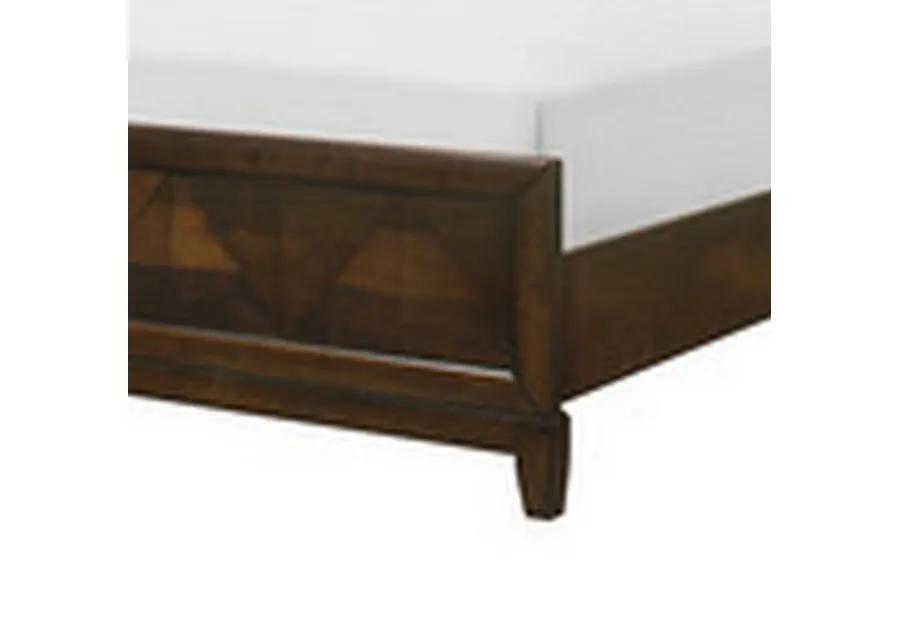 Nibo Queen Size Platform Bed, Modern Rustic, Walnut Brown Solid Wood - Benzara