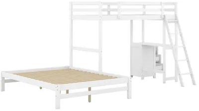 Merax Wood Bunk Bed with Desk and Three Drawers