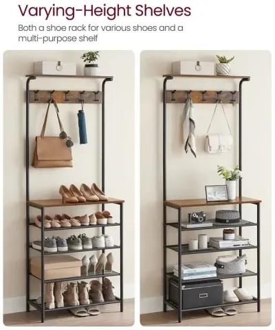 Hall Tree with Shoe Bench Entryway Organizer with Hooks and Storage