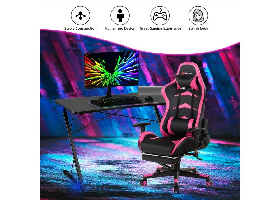 Costway 43.5 inch Gaming Desk Z Shape Office PC Computer Desk Gamer Tables w/ LED Lights